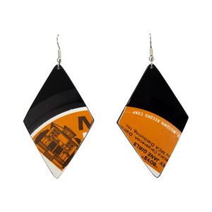 Upcycled Vinyl Record Earrings Mary Jane Girls Large Diamond Dangle