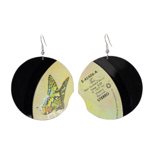 Upcycled Vinyl Record Earrings Neil Sedeka Medium Round Dangle