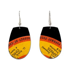 Upcycled Vinyl Record Earrings Ohio Express Small Flat Top Oval Dangle 1