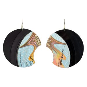 Upcycled Vinyl Record Earrings Ohio Players Extra Large Round Dangle