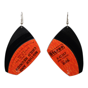 Upcycled Vinyl Record Earrings Paul Simon Large Wing Dangle