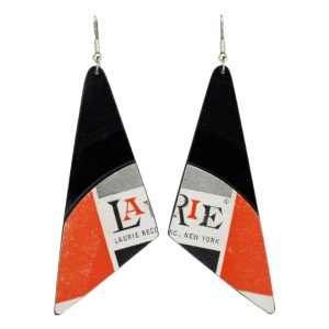 Upcycled Vinyl Record Earrings Ray Addams and his Orchestra Large Scalene Triangle Dangle