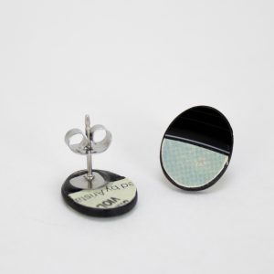 Upcycled Vinyl Record Earrings Ray Parker Jr. Mini Oval Stud side.a