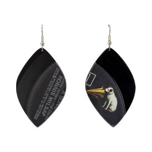 Upcycled Vinyl Record Earrings Ronnie Milsap Large Petal Dangle