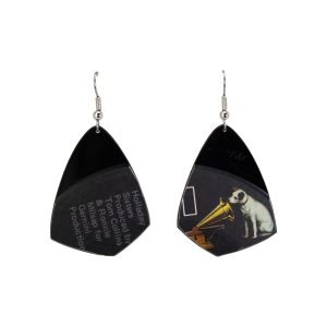 Upcycled Vinyl Record Earrings Ronnie Milsap Small Angle Tear Dangle