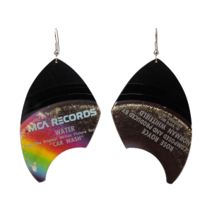 Upcycled Vinyl Record Earrings Rose Royce Extra Large Wing Dangle