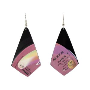Upcycled Vinyl Record Earrings Shalamar Large Oblong Quad Dangle