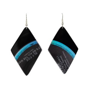 Upcycled Vinyl Record Earrings Sly Large Diamond Dangle