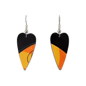 Upcycled Vinyl Record Earrings Spanky and Our Gang Small Sleek Heart Dangle 1