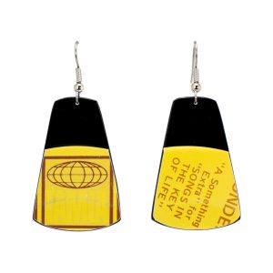 Upcycled Vinyl Record Earrings Stevie Wonder Medium Tapered Rectangle Dangle