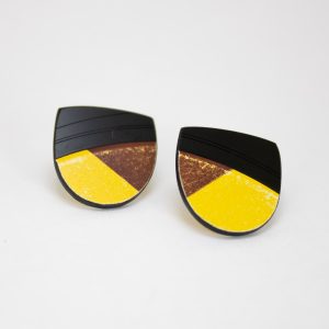 Upcycled Vinyl Record Earrings Stevie Wonder Small Button Flat Oval Stud front.b