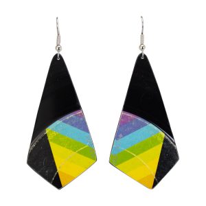 Upcycled Vinyl Record Earrings The Artistics Medium Oblong Quad Dangle