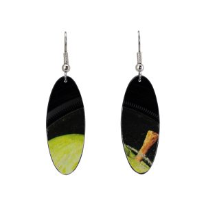 Upcycled Vinyl Record Earrings The Beatles Come Together Extra Small Narrow Oval Dangle