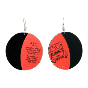 Upcycled Vinyl Record Earrings The Four J s Medium Round Dangle