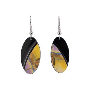 Upcycled Vinyl Record Earrings The Four Tops Extra Small Narrow Oval Dangle 1