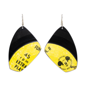 Upcycled Vinyl Record Earrings The Mickey Mouse Club Large Wing Dangle