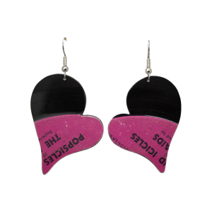 Upcycled Vinyl Record Earrings The Murmaids Medium Full Heart