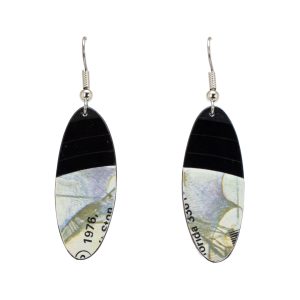 Upcycled Vinyl Record Earrings The Ritchie Family Extra Small Narrow Oval Dangle