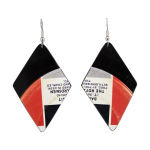 Upcycled Vinyl Record Earrings The Royal Gaurdsman Medium Diamond Dangle 1