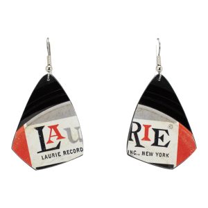 Upcycled Vinyl Record Earrings The Royal Gaurdsman Small Angled Tear Dangle