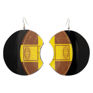 Upcycled Vinyl Record Earrings Thelma Houston Extra Large Round Dangle