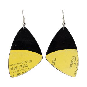 Upcycled Vinyl Record Earrings Thelma Houston Small Wing Dangle