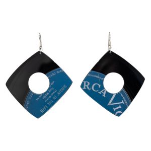 Upcycled Vinyl Record Earrings Tony Martin Large Square with Hole Dangle 1