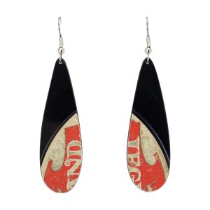 Upcycled Vinyl Record Earrings U.S. Bonds Medium Long Tear Dangle