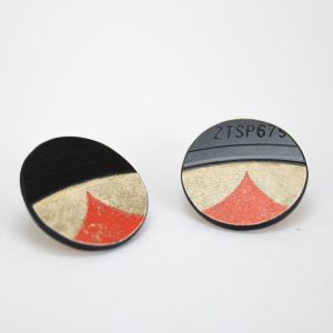 Upcycled Vinyl Record Earrings US Bonds Small Button Round Stud