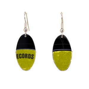 Upcycled Vinyl Record Earrings Van Morrison Extra Small Oval Dangle 1