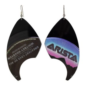 Upcycled Vinyl Record Earrings Whitney Houston Extra Large Wing