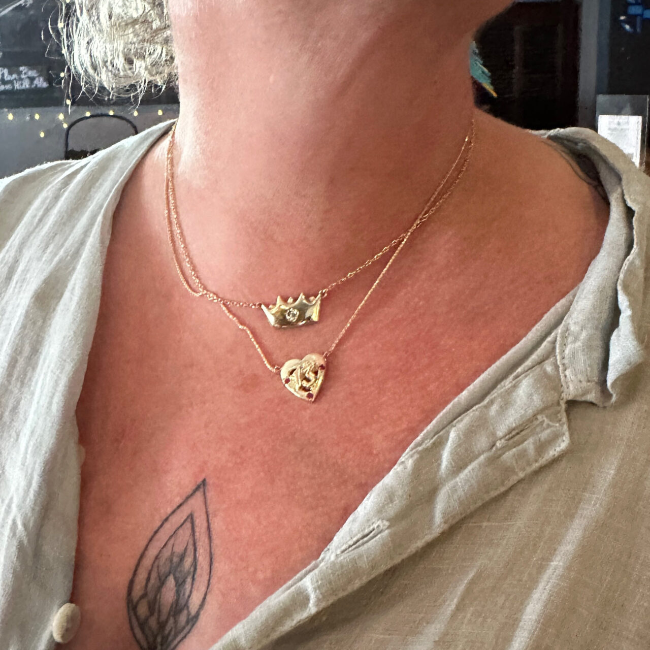 Fine Jewelry 14ky Diamond Crown and 13 Layered Necklaces