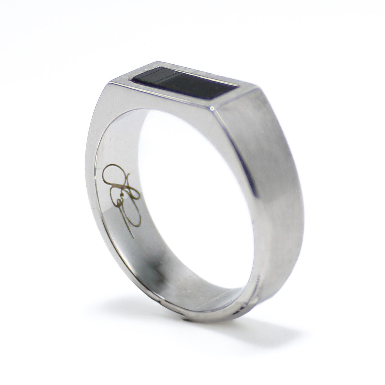 Fine Jewelry Hand Carved Silver Platinum Willie Nelson Vinyl Inlay Mens Wedding Band.b