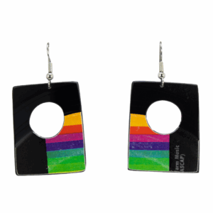 Upcycled Vinyl Record Earrings Bulldog Medium Rectangle with hole Dangle 1