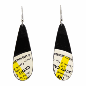 Upcycled Vinyl Record Earrings Cathy Carr Medium Tear Dangle 1