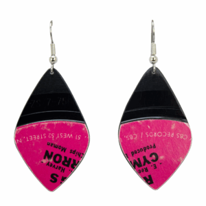 Upcycled Vinyl Record Earrings Cymarron Small Petal Dangle