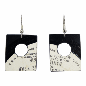 Upcycled Vinyl Record Earrings David Buskin Medium Rectangle Dangle back 3