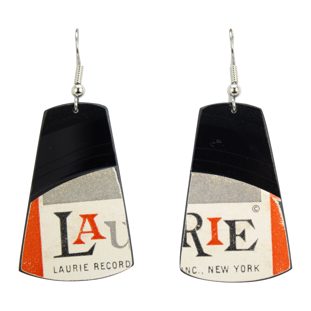 Upcycled Vinyl Record Earrings Dion and the Belmonts Medium Rectangle Dangle Upcycled Vinyl Record Earrings — Dion & The Belmonts “That’s My Desire / Where or When” Medium Tapered Rectangle | Classic Dangle | 1950s–1960s Pop (Male Vocal Groups) | reVinyled