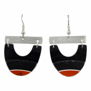 Upcycled Vinyl Record Earrings E.G. Daly Small Wide U with Nickel Bar Dangle