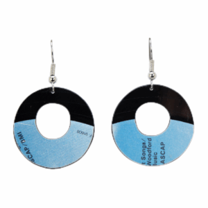 Upcycled Vinyl Record Earrings Jimmy Buffett Small Round with Hole Dangle