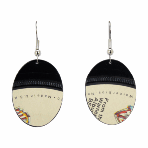 Upcycled Vinyl Record Earrings Nicolette Larson Extra Small Oval a Dangle
