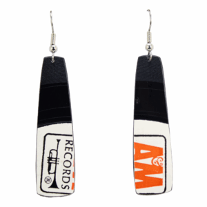 Upcycled Vinyl Record Earrings Roger Kellaway Small Strip Dangle