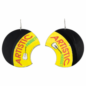 Upcycled Vinyl Record Earrings Singing Prince Extra Large Round Dangle