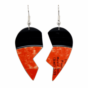Upcycled Vinyl Record Earrings Spanky and Our Gang Extra Small Broken Heart Dangle back