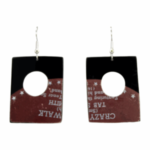 Upcycled Vinyl Record Earrings Tab Smith Medium Rectangle Dangle