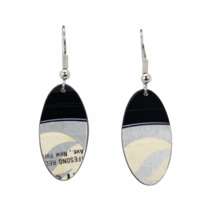 Upcycled Vinyl Record Earrings Terry Cashman Extra Small Narrow Oval b Dangle