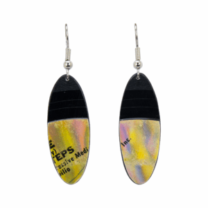 Upcycled Vinyl Record Earrings The 5 Stairsteps Extra Small Narrow Oval a Dangle