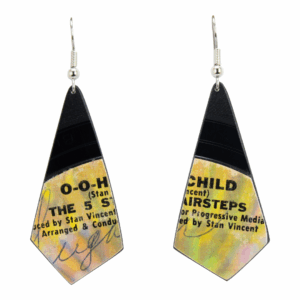 Upcycled Vinyl Record Earrings The 5 Stairsteps Small Oblong Dangle