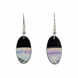 Upcycled Vinyl Record Earrings The DeFranco Family Extra Small Oval c Dangle