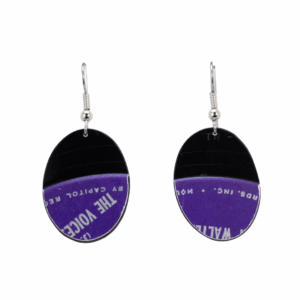 Upcycled Vinyl Record Earrings Walder Shcumann Extra Small Oval Dangle